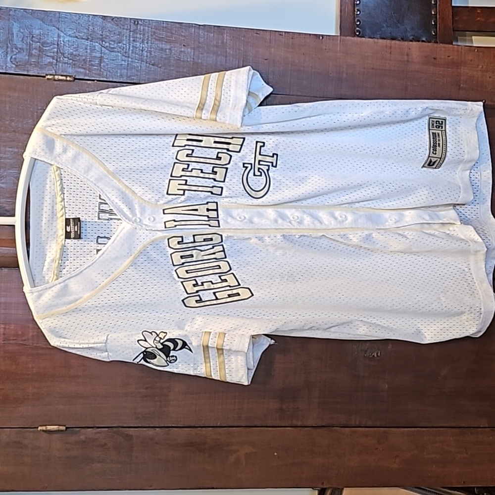 Men's XXL Colosseum Ga Tech white mesh baseball jersey